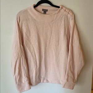 J. Crew Point Sur Cotton Pastel Pink Button Neck Cowl Neck Sweater Size XL